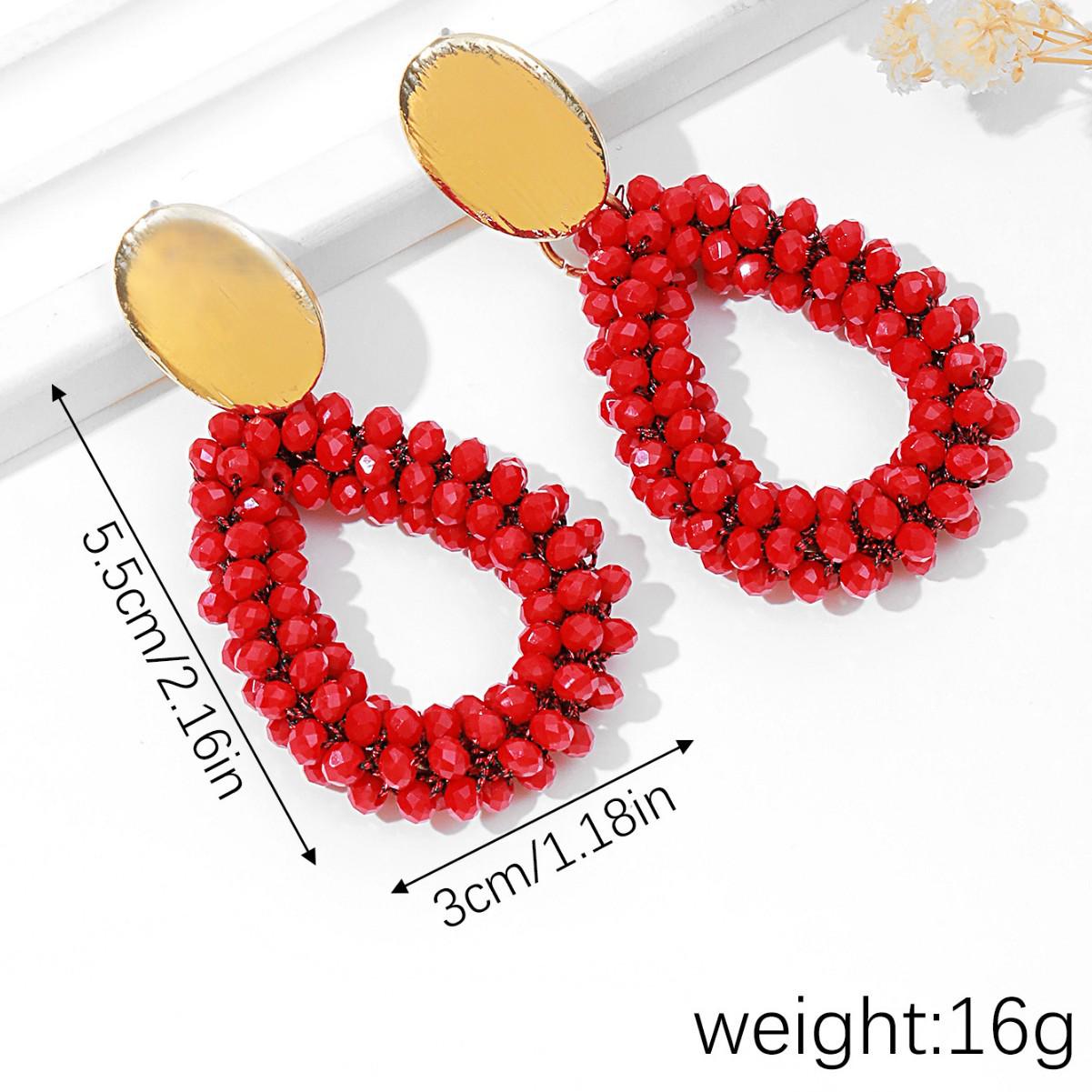 

Elegant Teardrop Crystal Seed Bead Earrings for Women - Geometric Alloy Design разноцветный