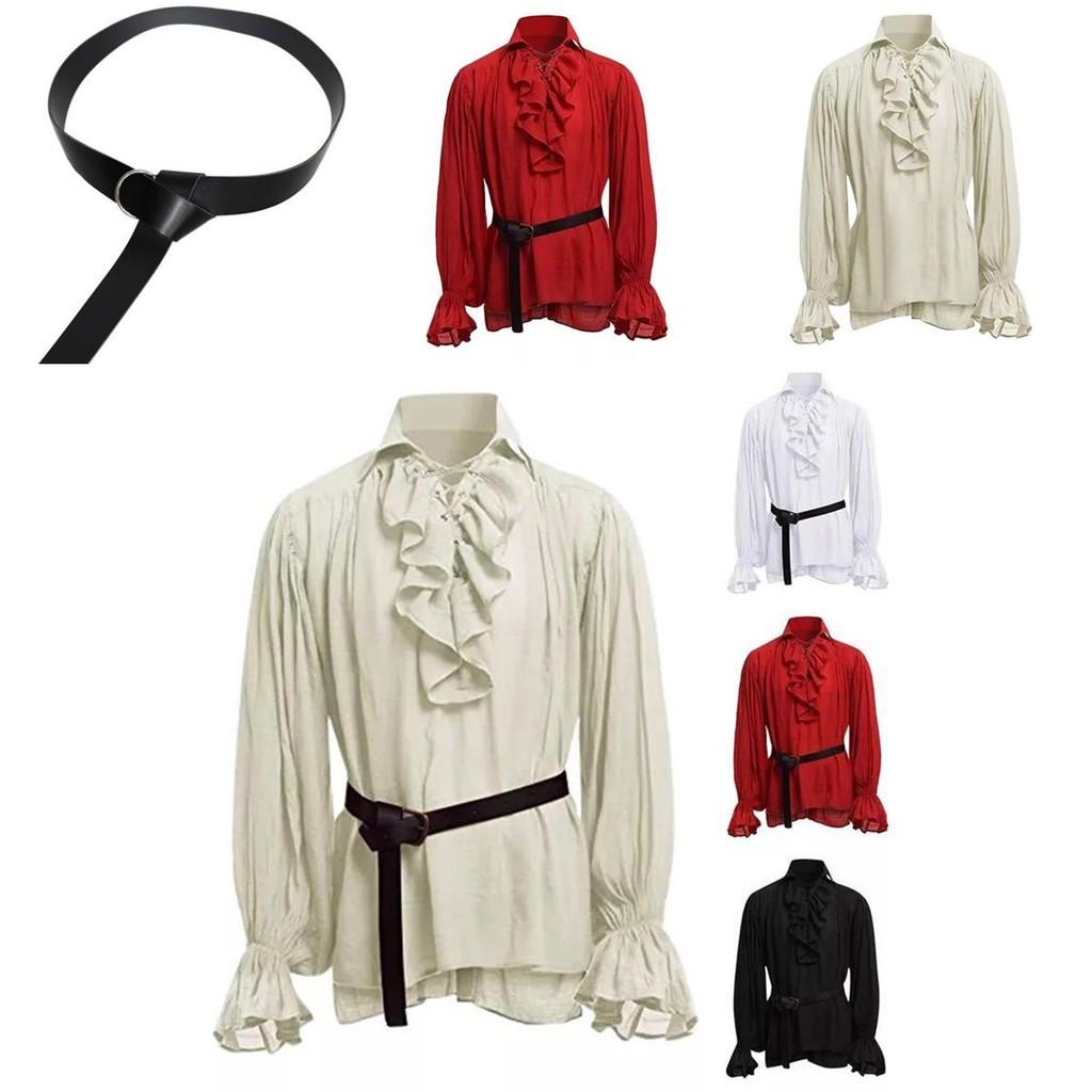 Camicia Classica da Uomo Medievale Rinascimentale Pirata con Manica Lunga Design Elegante