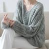 Sweater Pullovers Tops Women Long Sleeves Autumn Oversized Hollow-out V-Neck Loose Long Sleeve Pullover Tops