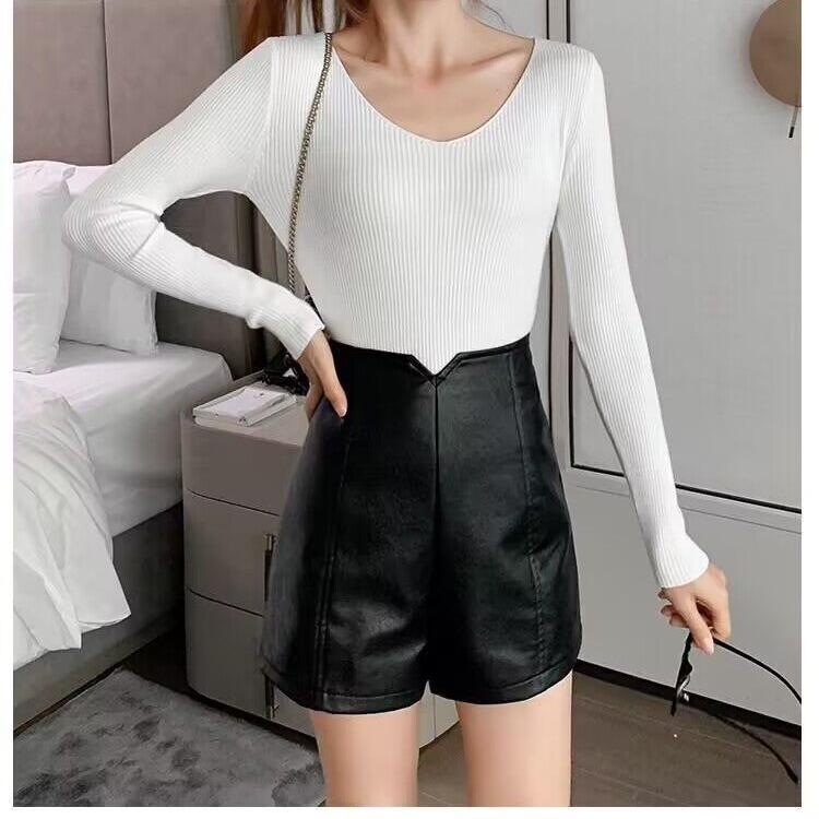 

Women s Mini PU Leather Pants Sexy American Style Versatile Slimming Leather Shorts Pure Desire Bodycon Short Hot Pants Mini Shorts XS чёрный