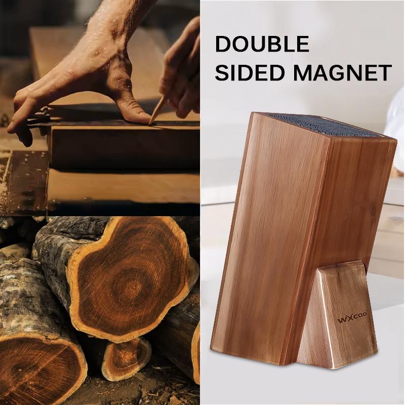 Acacia Wood Universal Knife Holder Multifunctional Kitchen Knife Block with Bristles Chef Fruit Knife Holder Kitchen Counter