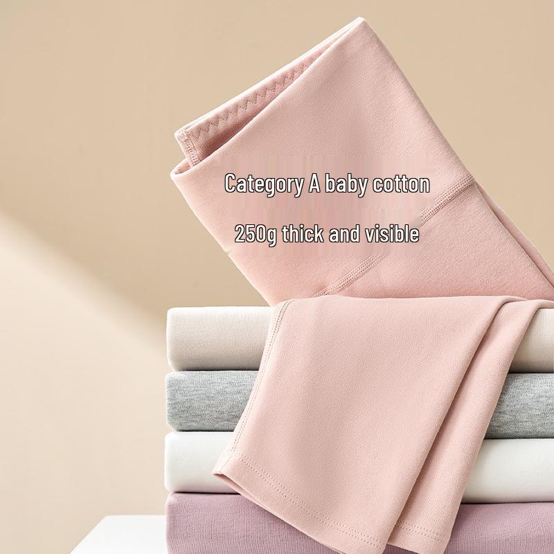 Women's High Waist Cotton Blend Autumn Leggings - Thickened, Warm, Slim Fit, Solid Color, Elastic Winter Base Layer.