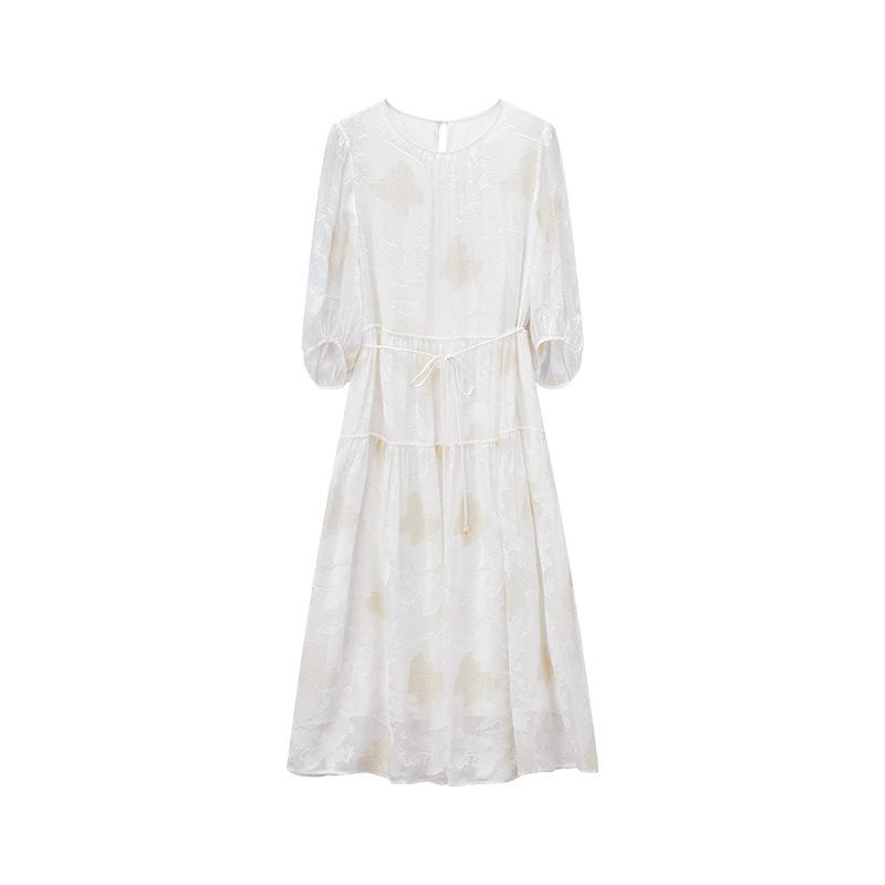 French temperament mulberry silk floral dress female summer 2026 new white fairy dress light luxury young high sense