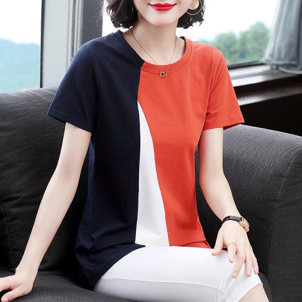 Übergröße Damen Sommer Locker Geschnitten Kurzarm T-Shirt für Mütter mittleren Alters