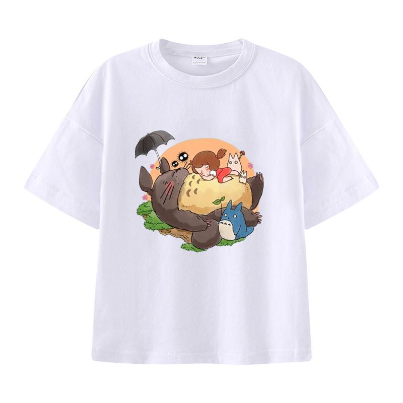 New Summer Cotton Cartoon Totoro Printed T-shirt for Children, Street Men and Women, Summer Fashion Casual Top, T-shirt
