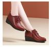 Mom shoes soft sole women's spring and autumn single shoes women's shoes 2025 new middle-aged and elderly middle-heeled wedge heel soft leather shoes