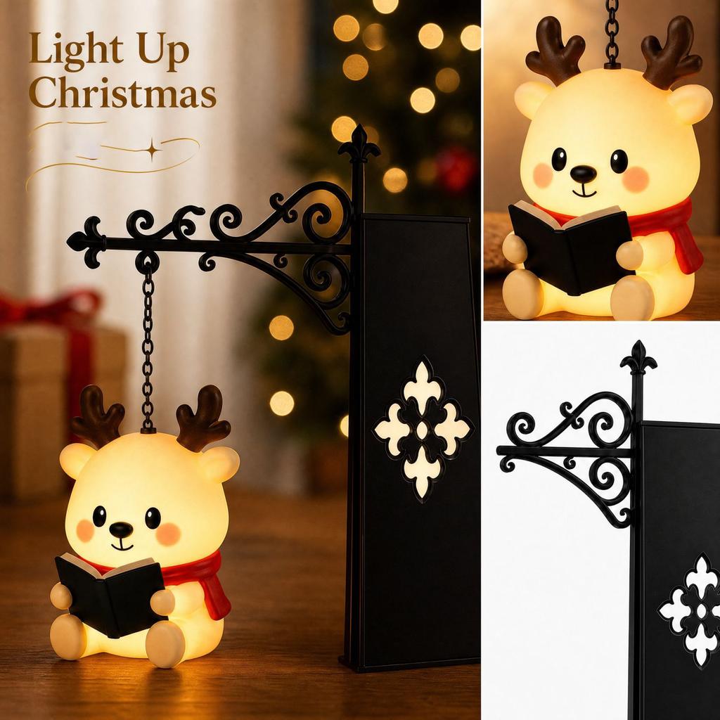 Christmas Bookshelf Lamp, Decorative Reading Light for Bookshelves, Desk and Bedside