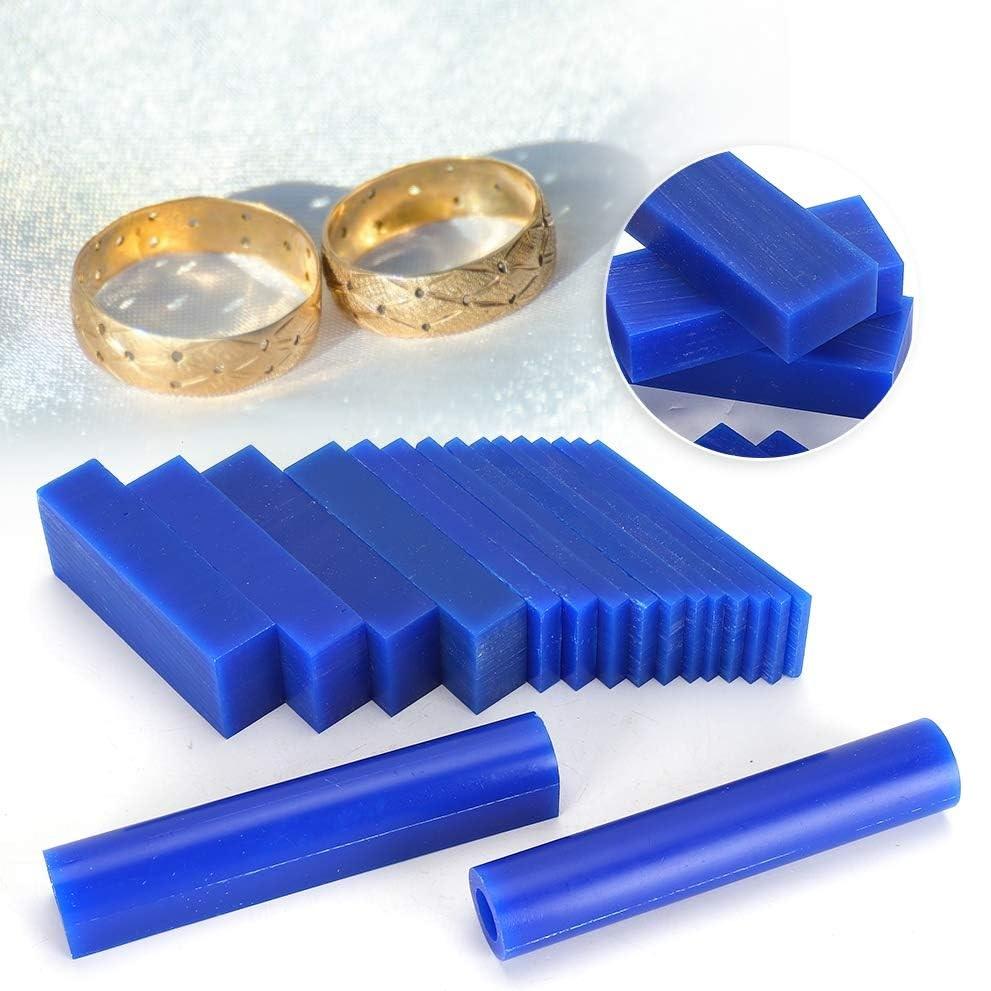 15PCS Blue Carving Wax Blocks Ring Mold Kit and 2pcs Wax Tubes for Lost Wax Casting Jewelry Making DIY Tools