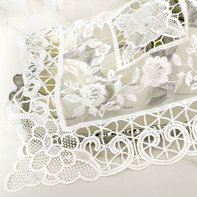 Lace Embroidered Cover Towel Household Decoration Dust Cover Embroidery White Beautiful Tablecloth Transparent Mesh Photo Decoration