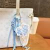 New sweet love lace plaid streamer keychain cute bow ribbon love bag pendant wholesale