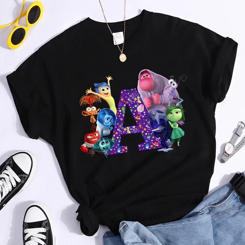

Inside Out 2 A-Z Letter Print Woman Summer T-shirt Man Short Sleeve Clothes Adult Anime Casual Clothing Fashion Printed T-shirt M