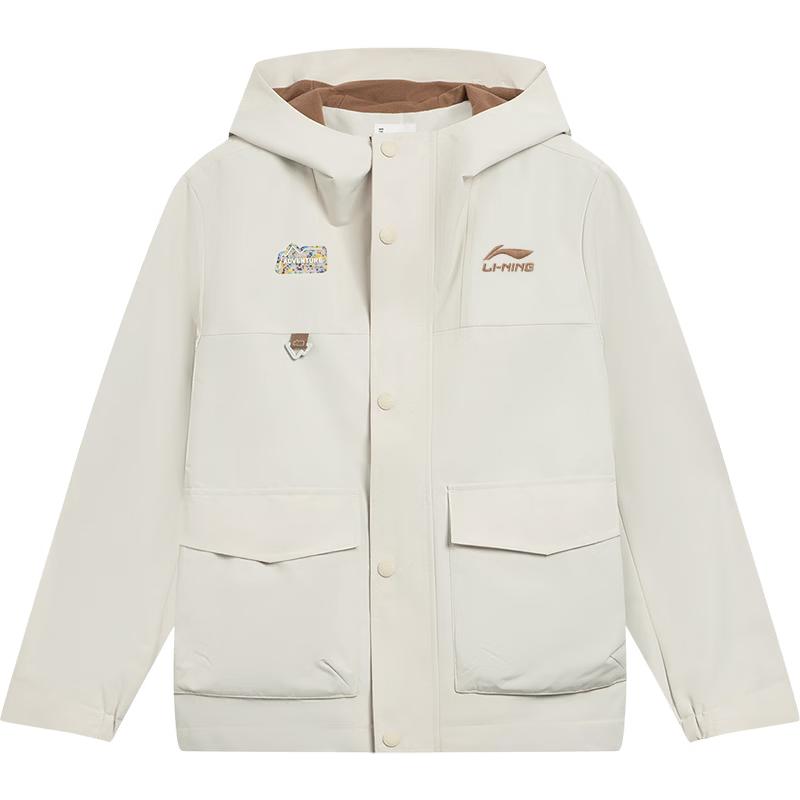 LI-NING Boys Water-Repellent Fleece-Lined Hooded Windbreaker 140