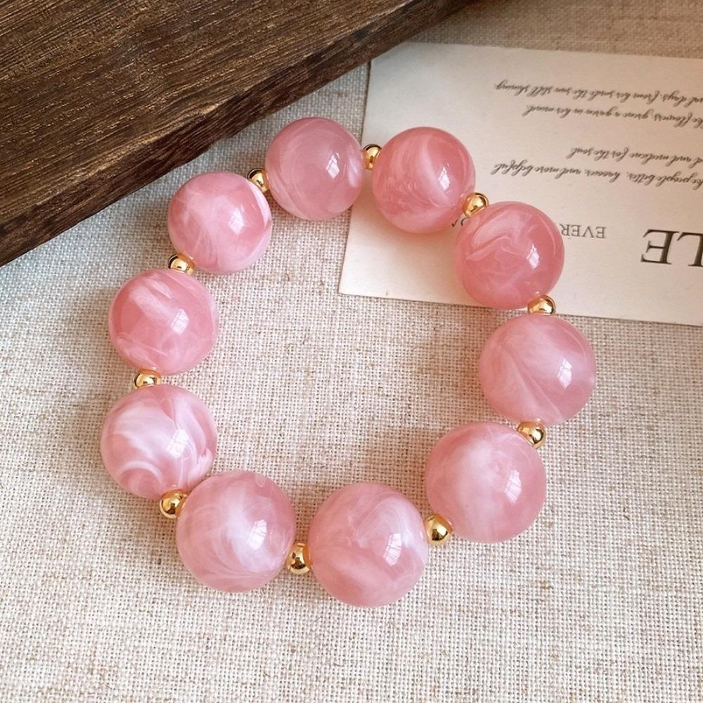 Collier Rond en Acrylique Perlé Style Bohème Chaîne de Cou Élastique pour Femmes