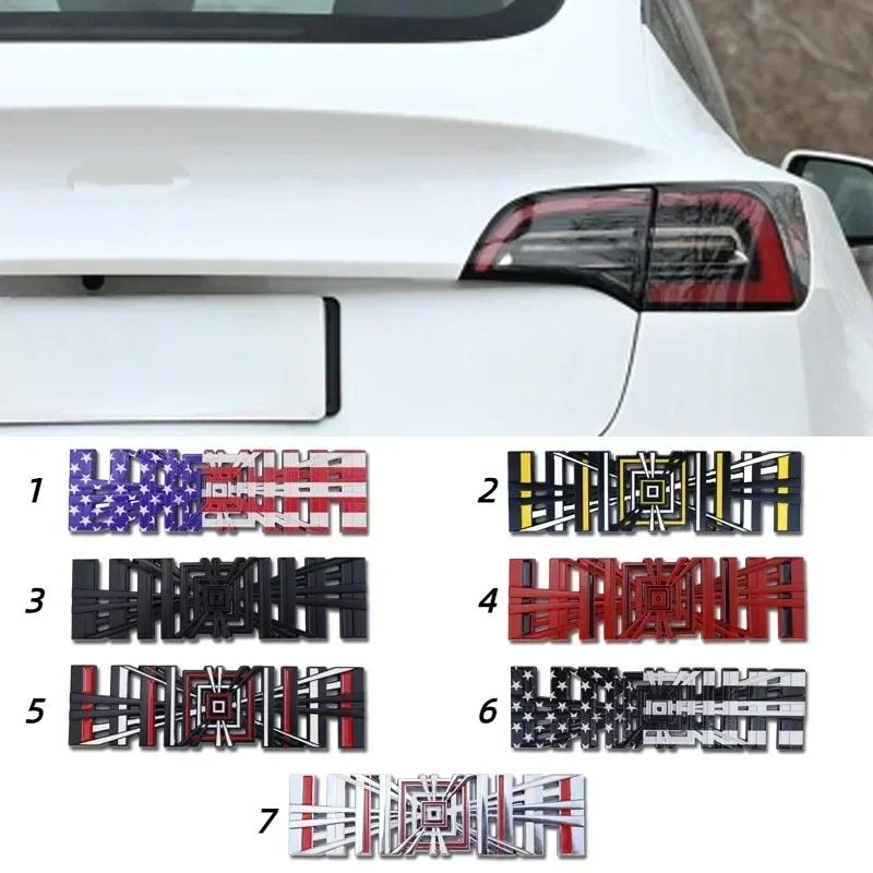 3D Metal Plaid Logo Rear Trunk Tailgate Emblem Sticker High Performance Version Badge Decals for Model 3 S X Y