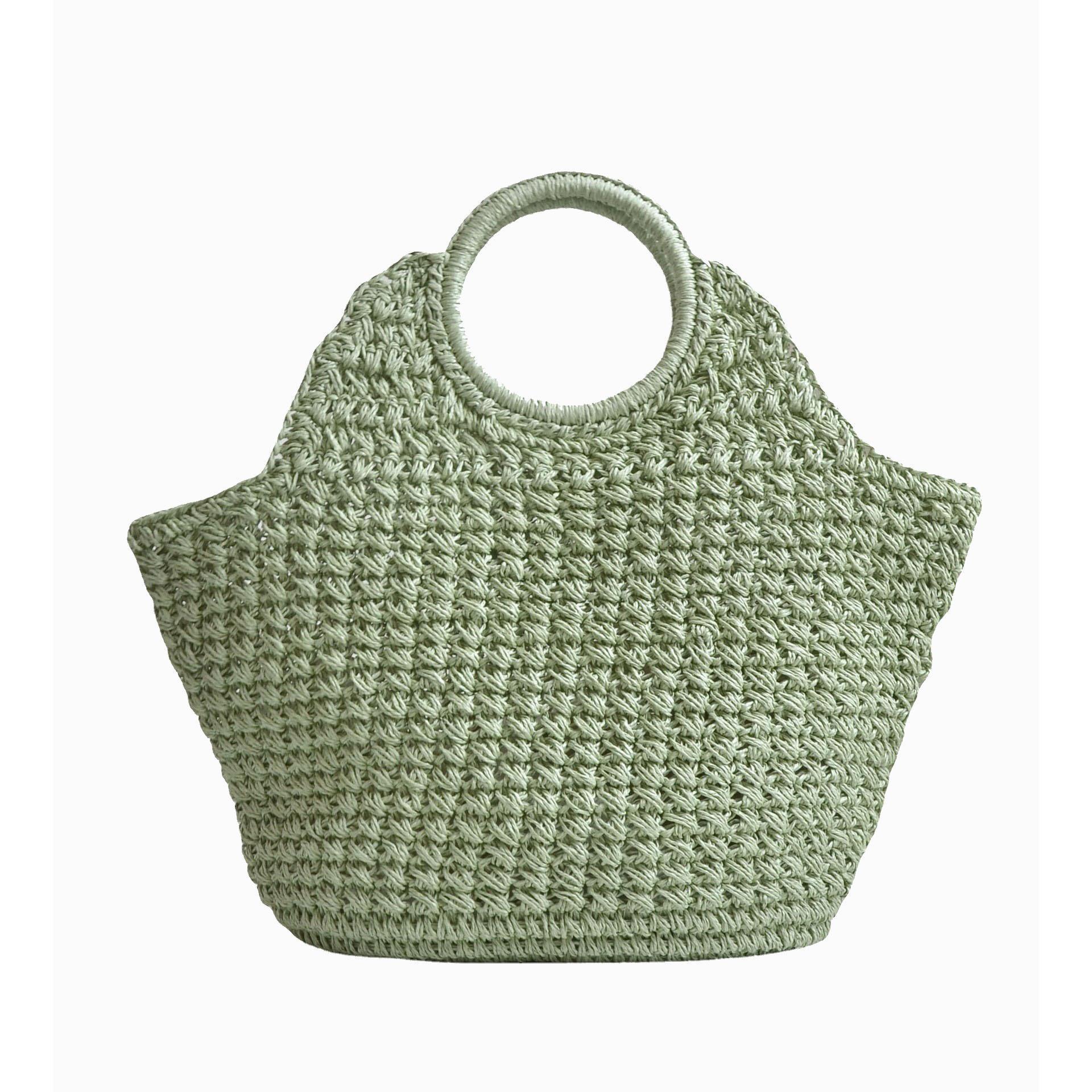 

Handmade woven straw bag, large capacity casual vacati style handbag fashi, versatile beach bag світло-зелений колір
