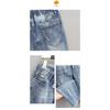 Damen Hellblau Gewaschen Used Elastischer Bund Kordelzug Harlan Jeans Aufgeschlagene Manschette Lässige Jeanshose