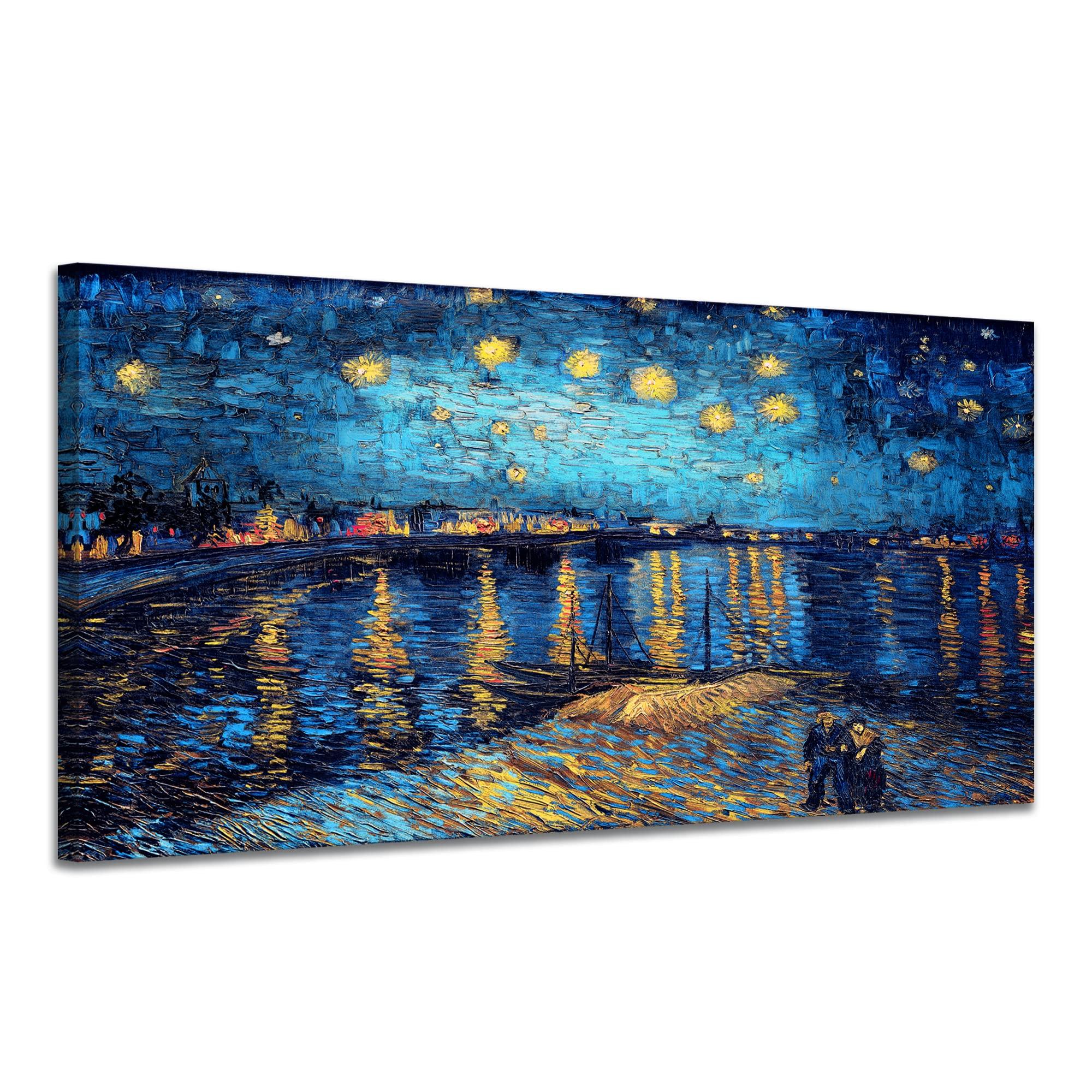 SKASNFAI Nuit étoilée Van Gogh Reproduction Toile Encadrée Art Mural Impression Résistante à la Décoloration pour Salon Chambre Bureau