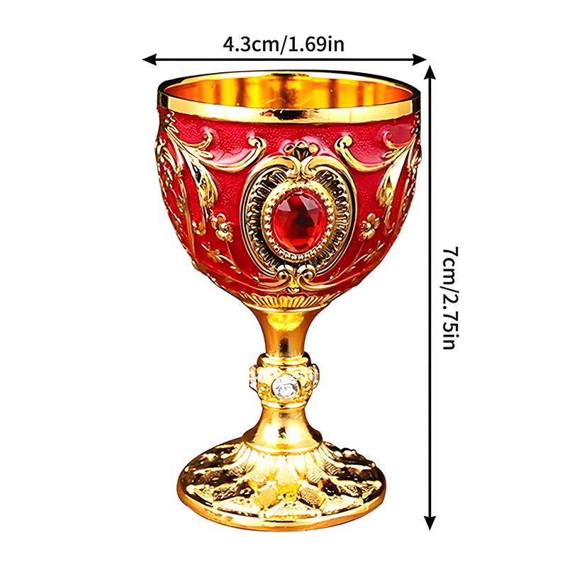 1pc Timeless Embossed Metal Chalice Goblet Vintage Wine Champagne Liqueur Cup Perfect For Bars Restaurants Home Decor