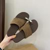Set of Toe Slippers Outer Wear Summer New Korean Version Linen Vacation Style Retro Sandals Soft Flat Beach Sandals