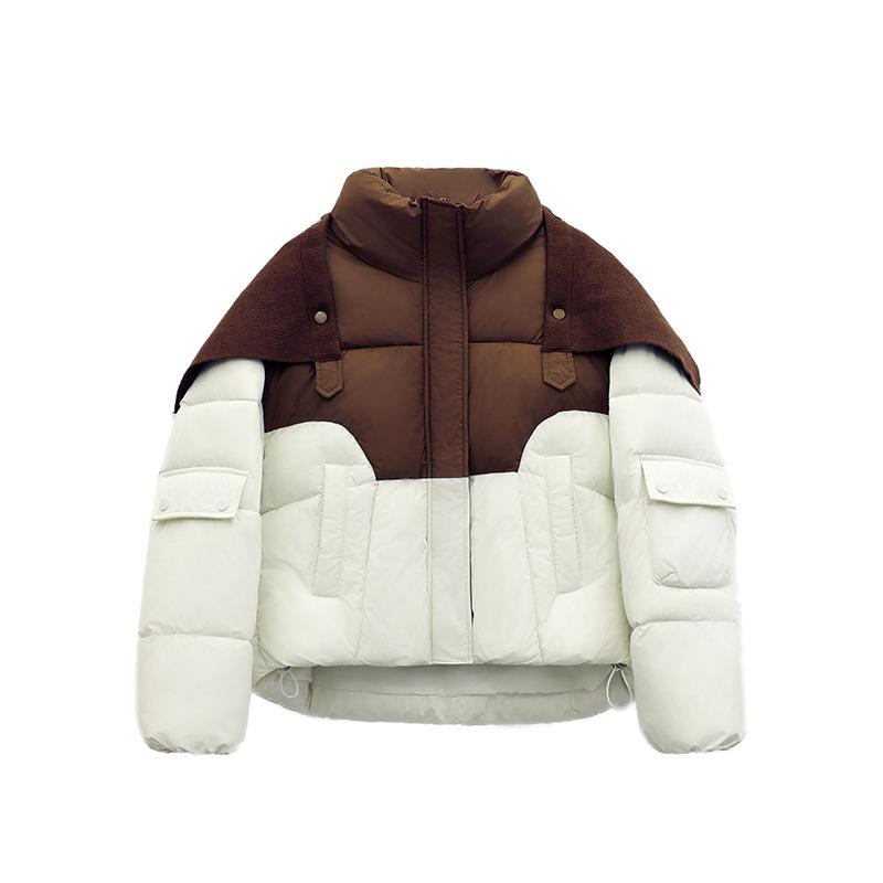 Short down cotton jacket women's Korean version loose and versatile fashion winter 2025 new contrasting fried street bread jacket