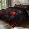 3pc Bed Set with Black and Red Plaid Print, Including Bed Sheets and Two Pillowcases, Suitable for Bedroom Rooms