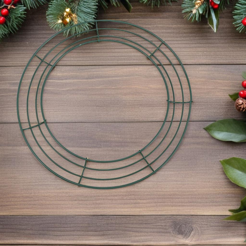 3pcs 12-Inch Army Green Metal Wreath Frame - Circular Iron Hoops for Christmas & New Year Party DIY Crafts & Home Decor