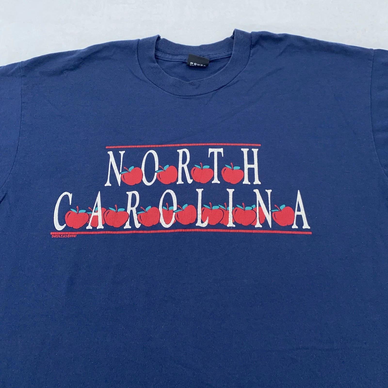 Vintage North Carolina Shirt Mens XL Apple Graphic Souvenir Tee Screen Stars 90s L