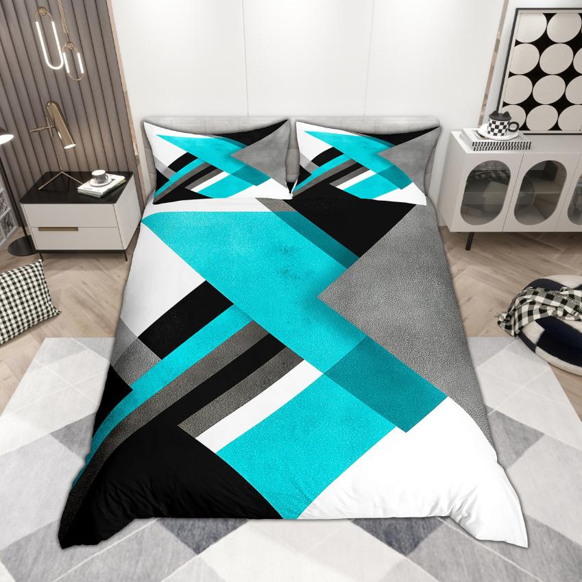 Comforter Homewish Modern Abstract Art 2Pcs/3Pcs Geometric Aesthetic Bedding Ombre Stripe Bed Set