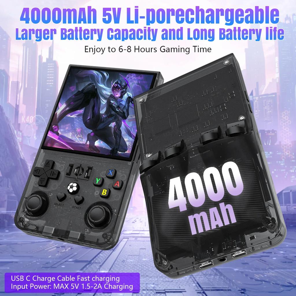 Open Source R36MAX Retro Handheld Video Game Console RK3326 Chip 64/128G Portable Pocket Game Player 4 HD Screen Game Console