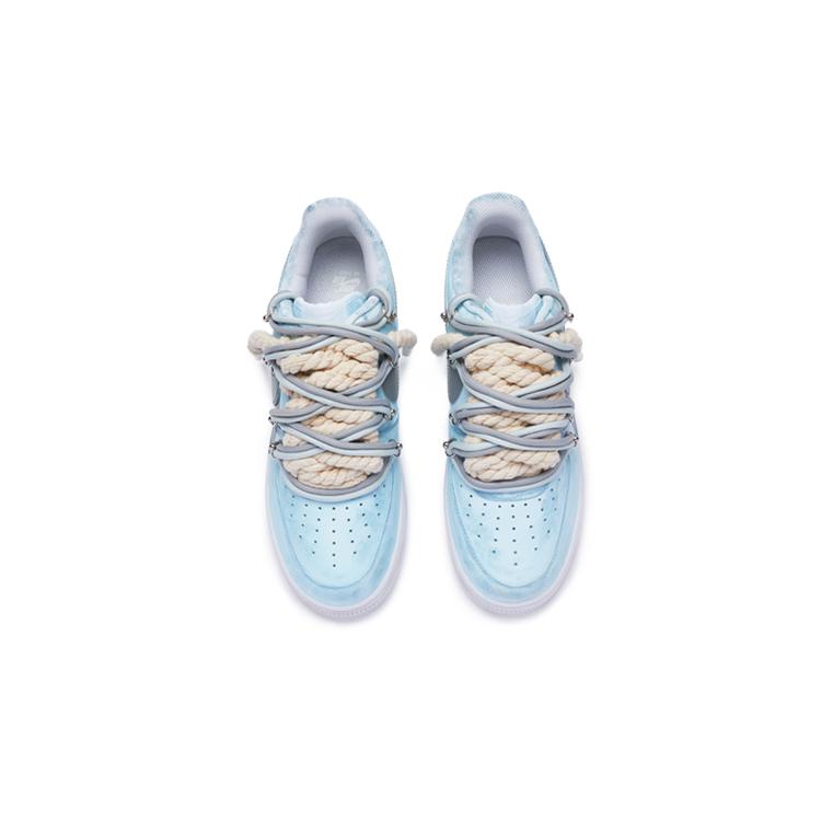 Nike Air Force 1 Leather Slip Resistant Abrasion Resistant Low Top Skateboard Shoes Women's Blue Gray DD8959-100(Team80-''T10)