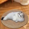 Large Woven Cat Scratcher Pad With Integrated Bed - Natural Grass Fiber Durable Non-Shedding Design Claw Trimming Resting