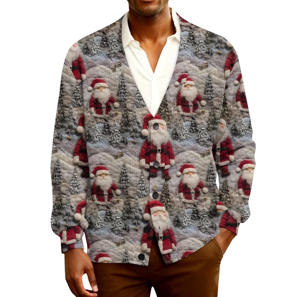 Ribbad långärmad kofta för män