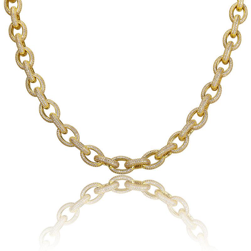 Модное Хип-Хоп Кубинское Золотое Ожерелье с Акцентами из Бриллиантового Циркона 7 inches (Bracelet)