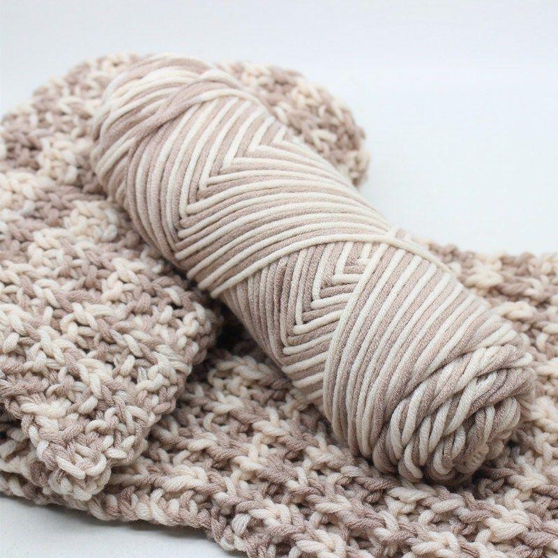 Hand-Knitted Cotton Wool Scarf Yarn for Men & Women, Coarse Wool & Milk Cotton Material, Worsted Crochet.