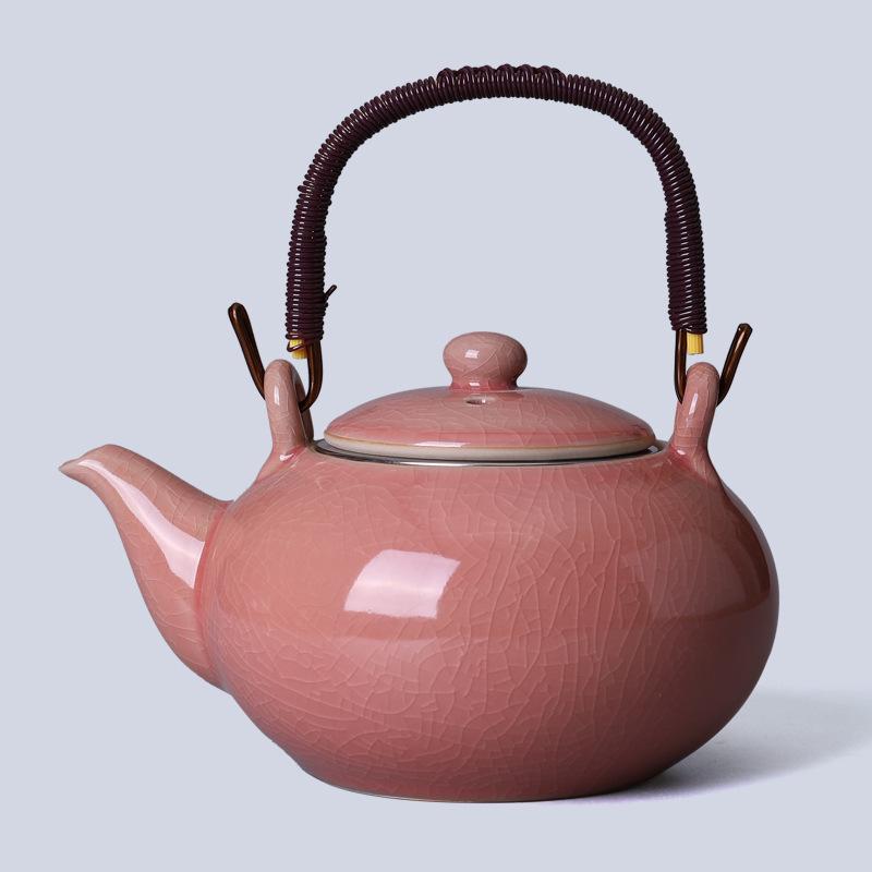 Japanese Style Kung Fu Tea Set Kiln Transformed Lifting Beam Teapot Ceramic Teapot Simple with Filter Tea Maker Single Pot
