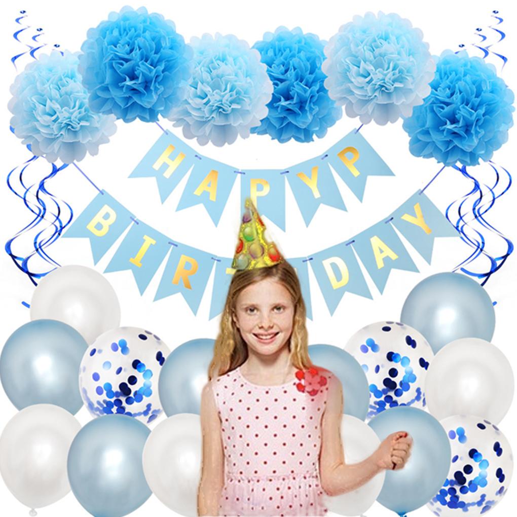 Birthday Party Prop Set Balloon Paper Flower Ball Kit Birthday Party Wall Hanging Decor