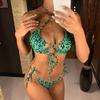 Sexy High Cut Thong Leopard Bikini Women Swimwear Female Swimsuit Bikini Set Lace Up Bather Bathing Suit