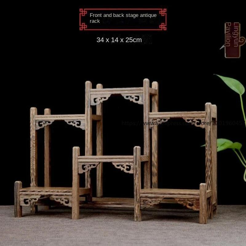 Chinese Kung Fu Tea Pot Crafts Display Holder Shelves Teapot Tea Set Wood Carving Display Stand Decoration Home Tea Accessories