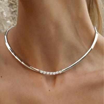 Strasssteinkette Einfacher Vielseitiger Stil Geometrisches Halsband Schlüsselbein Kette Damenschmuck Halskette