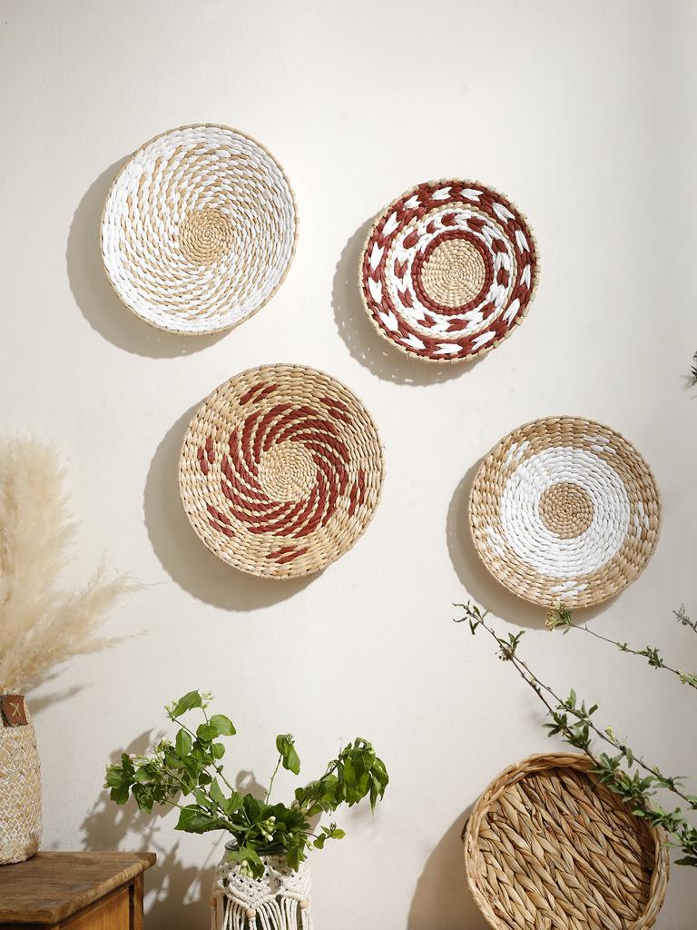 Seagrass Article Wall Basket Hanging Decor Handmade Boho Home Decoration Room Decors Aesthetic for Living Room Bedroom Ornament