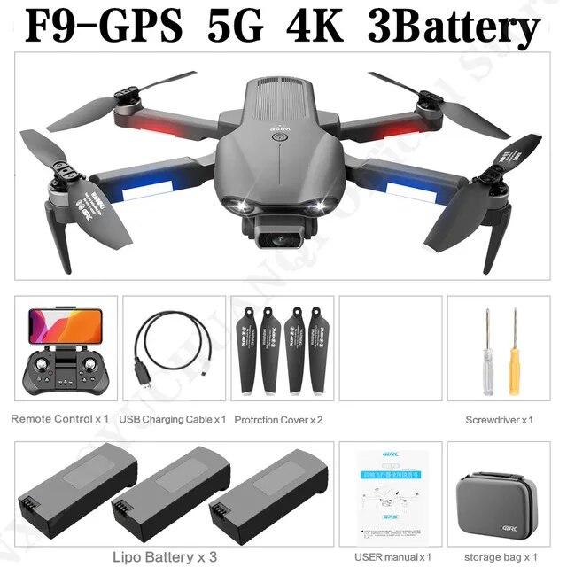 F9 GPS Drone 4K Professional Dual Camera Foldable RC Quadcopter Dron 6K 5G WIFI Brushless Motor Remote Control Helicopter Toy