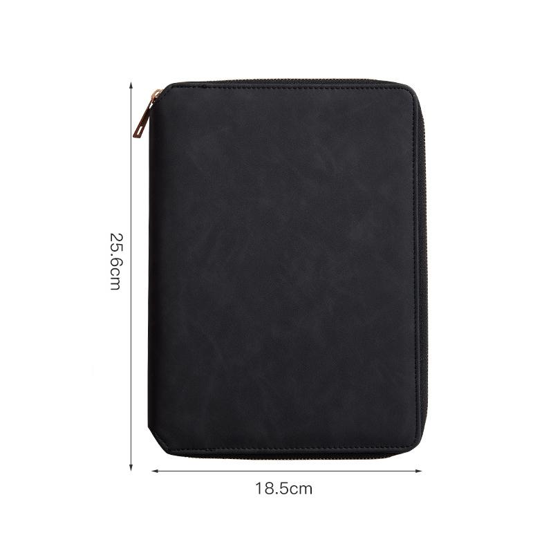 A5 Business Portfolio Notizbuch Loseblatt Ringordner Reißverschluss Tablethülle PU-Abdeckung für Meeting Reise Organizer Spiralgebunden Geschenk