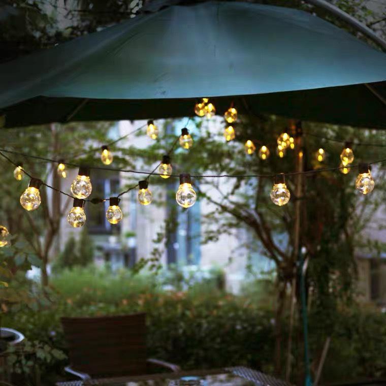 Vintage LED Solar String Lights - G50 Transparent Ball for Outdoor Garden Patio Decor