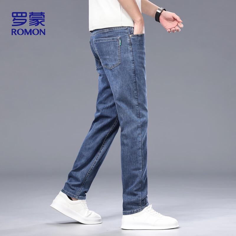 Romon Men s Summer Straight-Leg Stretch Jeans 32