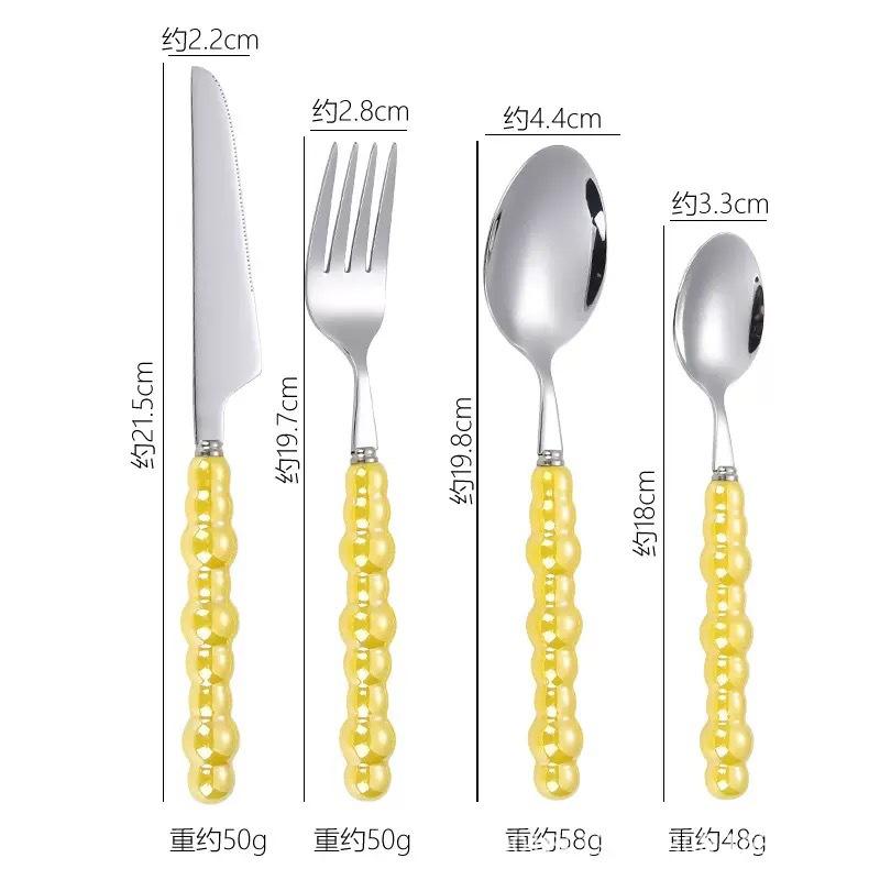 Light luxury Pearl Byen cutlery spoon High appearance level ceramic handle cutlery Steak cutlery Dessert cake fork 1PC