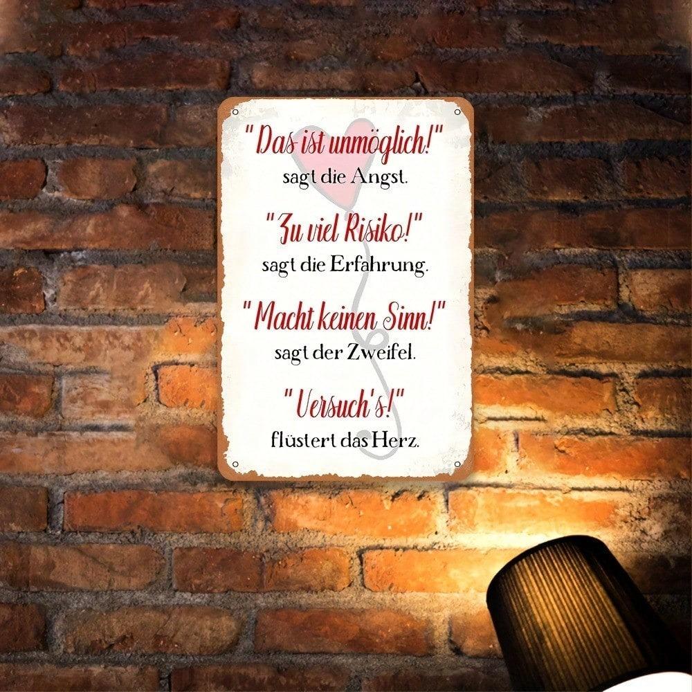 Vintage German Wall Sign Retro Metal Art Decor 8x12 Inch Iron Plate