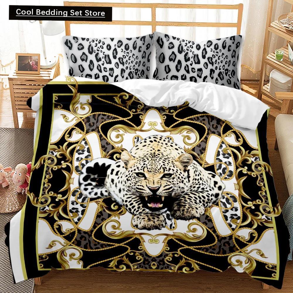 Comforter Leopard Fierce Cheetah Bedding Set Moon Viewing Wild Animal Printed Double Queen King Size Polyester
