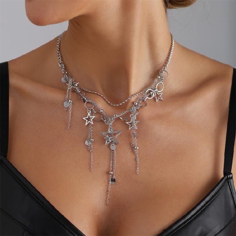 Star Drop Chain Necklace With Delicate Tassels Everyday Elegant Jewelry for Various Occasions
