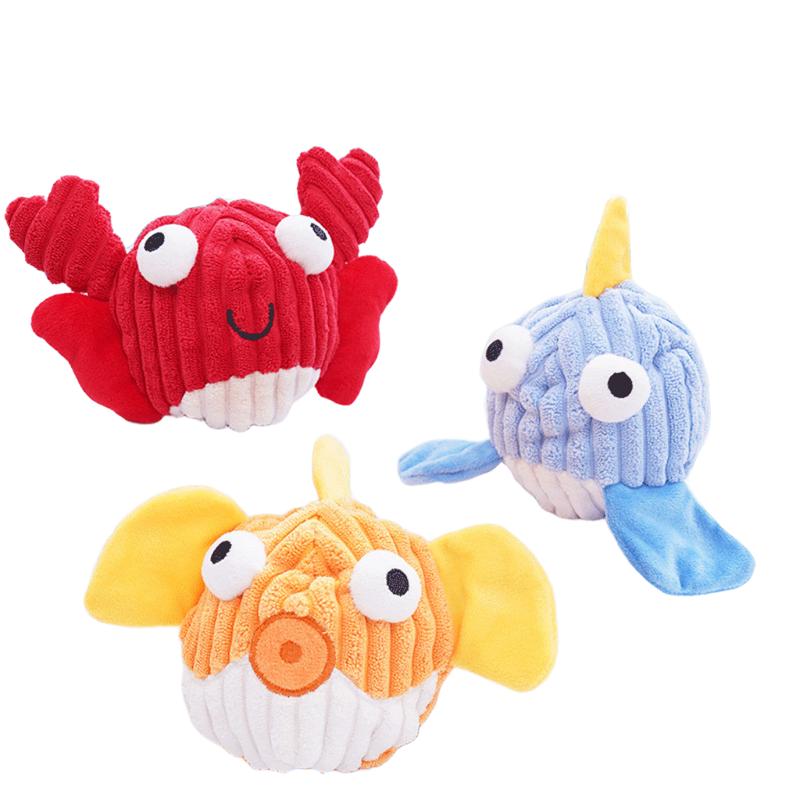 Pelúcia Fofa de Baiacu Squeaky Brinquedo para Gatos, Brinquedo Mastigável Durável de Veludo Cotelê para Gatos, Brinquedo Interativo para Gatinhos