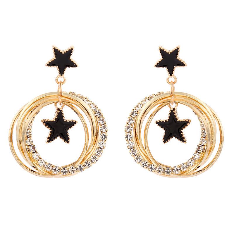 925 Silver Four-Leaf Clover Star Earrings, Korean Style, Slim Design for Women